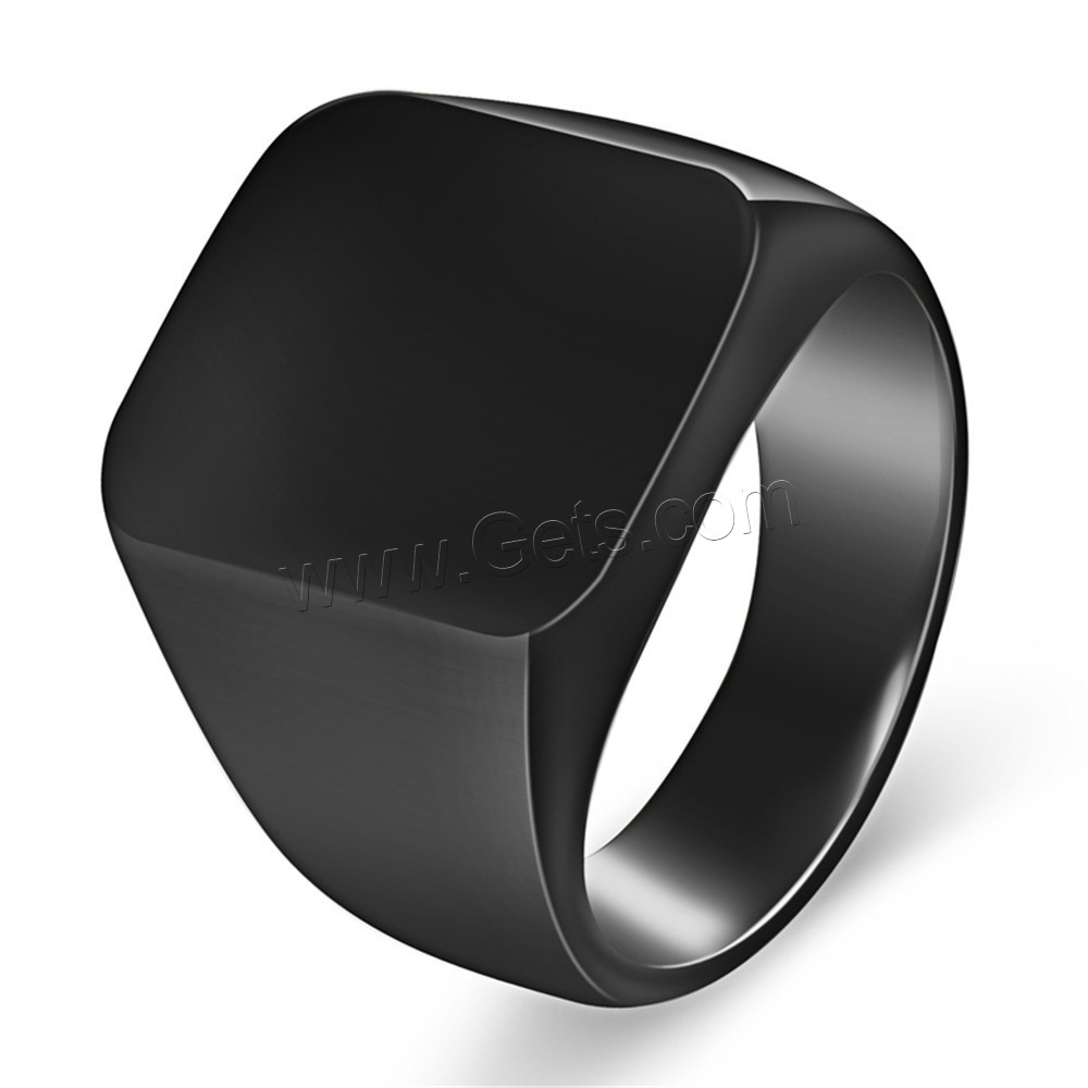 acero inoxidable 316L anillo, Cuadrado, Recubrimiento iónico al vacío, diverso tamaño para la opción & para hombre, más colores para la opción, 18mm, tamaño:7-14, Vendido por UD