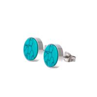 Boucles d'oreilles en acier titane, avec turquoise, poli, pour femme, couleur originale Vendu par paire