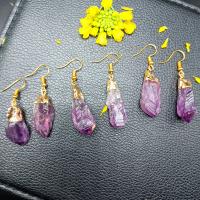 Gemstone Drop Earring, Zinc Alloy, with Quartz, handmade & for woman, 50mm 