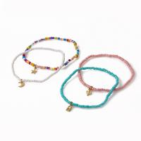 Tobillera de joyería de moda, aleación de zinc, con Seedbead, chapado en color dorado, 4 piezas & para mujer, multicolor, longitud:6.5 cm, Vendido por Set