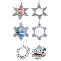 aleación de zinc Ornamentos colgantes de Navidad, Copo de Nieve, chapado en color de plata, Diseño de Navidad & Bricolaje & diverso tamaño para la opción, plateado, Vendido por UD