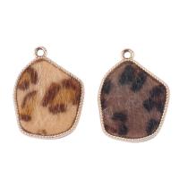 Zinc Alloy Jewelry Pendants, with PU Leather, irregular, gold color plated, DIY 