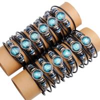 Fashion Time Gem Bracelet Bangle, Leather, with Glass & Zinc Alloy, 12 Signs of the Zodiac, fashion jewelry & Unisex 