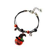 Moda pulseras de la aleación de Zinc, Porcelana, con grano de la aleación del cinc & Cordón de cera, Diseño de Halloween & unisexo & diferentes estilos para la opción & esmalte, multicolor, longitud:aproximado 14-20 cm, Vendido por UD