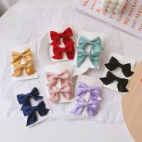 Cloth Bowkont Hair Clip, with Zinc Alloy, handmade, 2 pieces & for children 75mm 