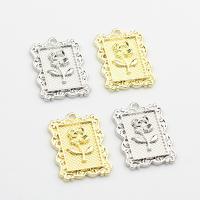 Zinc Alloy Jewelry Pendants, Rectangle, plated, Unisex & with flower pattern Approx 