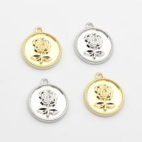 Zinc Alloy Jewelry Pendants, Flat Round, plated, Unisex & with flower pattern Approx 