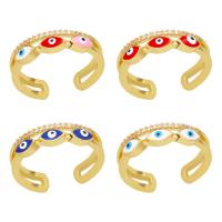 Evil Eye Jewelry Finger Ring, Brass, high quality gold color plated, micro pave cubic zirconia & for woman & enamel 7mm 