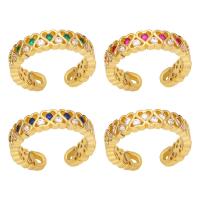 Brass Cuff Finger Ring, high quality gold color plated, micro pave cubic zirconia & for woman 5mm 