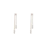 Moda flecos pendientes, metal, con Perlas plásticas, Esférico, chapado en color dorado, Joyería & micro arcilla de zirconia cúbica & para mujer, dorado, 7x77mm, Vendido por Par