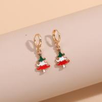 Pendientes de Navidad, aleación de zinc, Dibujos animados, chapado, Joyas de Navidad & diferentes estilos para la opción & para mujer & esmalte, más colores para la opción, Vendido por Par