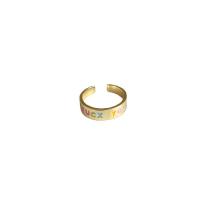 Brass Cuff Finger Ring, gold color plated, Adjustable & for woman & enamel, gold 