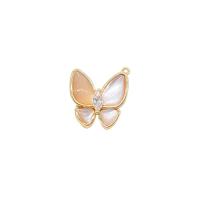 Zinc Alloy Shell Pendants, with Zinc Alloy, Butterfly, 14K gold plated & epoxy gel, gold 