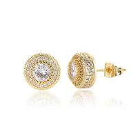 Cubic Zirconia Micro Pave Brass Earring, Round, plated, Unisex & micro pave cubic zirconia 