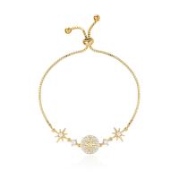 Cubic Zirconia Micro Pave Brass Bracelet, plated, Adjustable & micro pave cubic zirconia & for woman Approx 9.44 Inch 