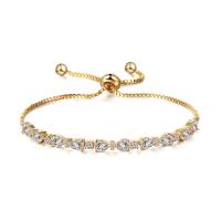 Cubic Zirconia Micro Pave Brass Bracelet, plated, Adjustable & micro pave cubic zirconia & for woman Approx 10 Inch 