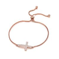 Cubic Zirconia Micro Pave Brass Bracelet, Cross, plated, Adjustable & micro pave cubic zirconia Approx 10.23 Inch 