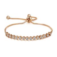 Cubic Zirconia Micro Pave Brass Bracelet, plated, Adjustable & micro pave cubic zirconia & for woman Approx 10 Inch 