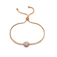 Cubic Zirconia Micro Pave Brass Bracelet, plated, Adjustable & micro pave cubic zirconia & for woman Approx 9.84 Inch 