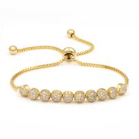 Cubic Zirconia Micro Pave Brass Bracelet, plated, Adjustable & micro pave cubic zirconia Approx 10.23 Inch 