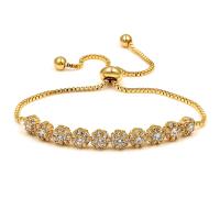 Cubic Zirconia Micro Pave Brass Bracelet, plated, Adjustable & micro pave cubic zirconia Approx 10.23 Inch 