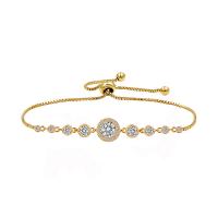 Cubic Zirconia Micro Pave Brass Bracelet, plated, Adjustable & micro pave cubic zirconia & for woman Approx 10.2 Inch 