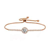 Cubic Zirconia Micro Pave Brass Bracelet, plated, Adjustable & micro pave cubic zirconia & for woman Approx 9.84 Inch 