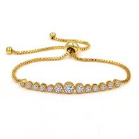 Cubic Zirconia Micro Pave Brass Bracelet, plated, Adjustable & micro pave cubic zirconia & for woman Approx 10.2 Inch 