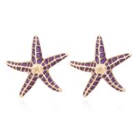 Enamel Zinc Alloy Stud Earring, Starfish, fashion jewelry & for woman, purple 