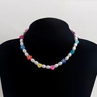 Collar de perlas de plástico, aleación de zinc, con Perlas de plástico ABS & Arcilla polimero, con 10cm extender cadena, Joyería & para mujer, multicolor, longitud:38 cm, Vendido por Sarta