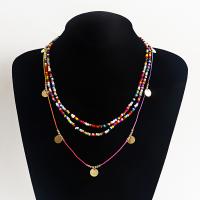 Collar Multi de la capa, aleación de zinc, con Seedbead, con 5cm extender cadena, chapado en color dorado, tres capas & Joyería & para mujer, más colores para la opción, longitud:56 cm, Vendido por Sarta