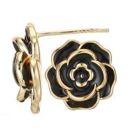 Brass, Flower, 14K gold plated, for woman & enamel 