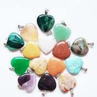 Gemstone Zinc Alloy Pendants, with Zinc Alloy, Heart & Unisex 