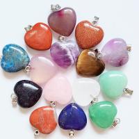 Gemstone Zinc Alloy Pendants, with Zinc Alloy, Heart & Unisex 