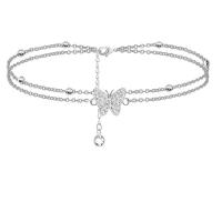 Partículas de acero pulsera tobillera, Mariposa, Recubrimiento iónico al vacío, Joyería & diferentes estilos para la opción & para mujer & con diamantes de imitación, más colores para la opción, Vendido por UD