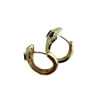 Huggie Hoop Drop Earring, Brass, 18K gold plated & for woman & with cubic zirconia 