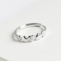 Plata de ley 925 Anillo de dedo abierto, Corazón, chapado en platina real, Ajustable & para mujer, Blanco, Vendido por UD