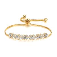 Cubic Zirconia Micro Pave Brass Bracelet, plated, Adjustable & micro pave cubic zirconia & for woman Approx 10.23 Inch 