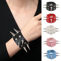 PU Leather Cord Bracelets, with 304 Stainless Steel & Zinc Alloy, polished, fashion jewelry & Unisex 240mm 