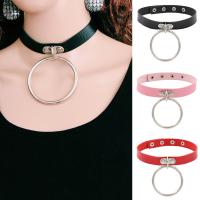 Collier de vetement, cuir PU, avec Marbre rouge & Acier inoxydable 304 & alliage de zinc, poli, bijoux de mode & unisexe, plus de couleurs à choisir cm, Vendu par PC