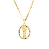 Collier en laiton cubique Zircon Micro Pave, avec 304 chaîne en acier inoxydable, Plaqué d'or 18K, bijoux de mode & pavé de micro zircon & pour femme, plus de couleurs à choisir cm, Vendu par PC