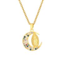 Collier en laiton cubique Zircon Micro Pave, avec 304 chaîne en acier inoxydable, Plaqué d'or 18K, bijoux de mode & pavé de micro zircon & pour femme, plus de couleurs à choisir cm, Vendu par PC