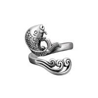 Zinc Alloy Cuff Finger Ring, Fish, silver color plated, fashion jewelry & for woman, silver color, 20mm 