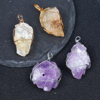 Natural Quartz Pendants, with Brass, irregular, plated, Unisex 