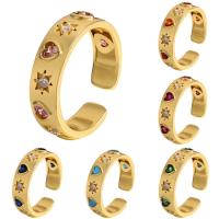 Brass Cuff Finger Ring, gold color plated, Adjustable & micro pave cubic zirconia & for woman 5.5mm, Inner Approx 24mm 