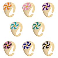 真鍮の指輪, 銅, ラウンド形, ゴールドメッキ, 調整 & 女性用 & エナメル, 無色, 14.5mm, 内径:約 21.5mm, 売り手 パソコン