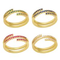 Cubic Zirconia Micro Pave Brass Finger Ring, high quality gold color plated, micro pave cubic zirconia & for woman 8mm 