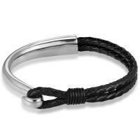 acero inoxidable 316L Pulsera, con Cuero de PU, Joyería & para hombre, más colores para la opción, longitud:aproximado 8.27 Inch, Vendido por UD