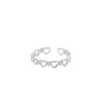 Plata de ley 925 Anillo de dedo Cuff, Corazón, chapado en platina real, Ajustable & micro arcilla de zirconia cúbica & para mujer & hueco, color original, Vendido por UD