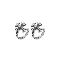 Argent sterling 925 Clip boucle d’oreille, croix, bijoux de mode & pour femme, couleur originale, 10.5mm, Vendu par paire